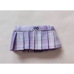 Labubu purple plaid pleated skirt